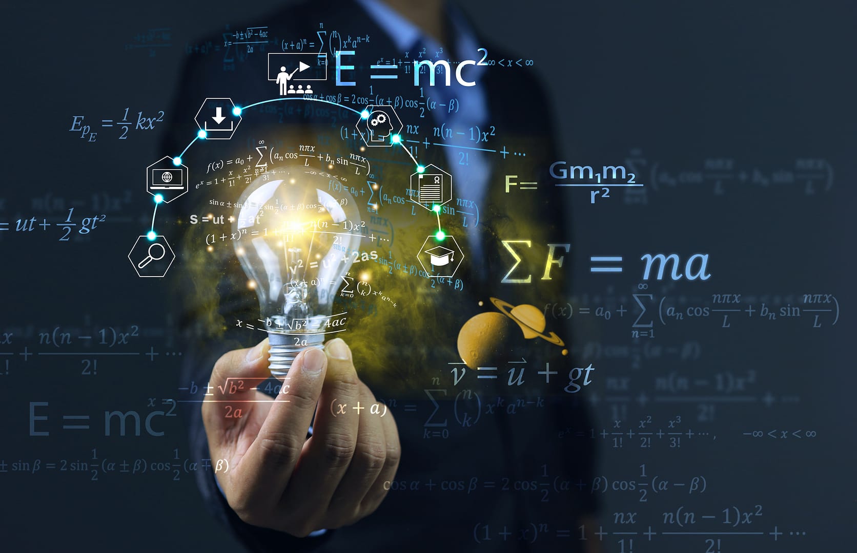 Lightbulb with physics equations